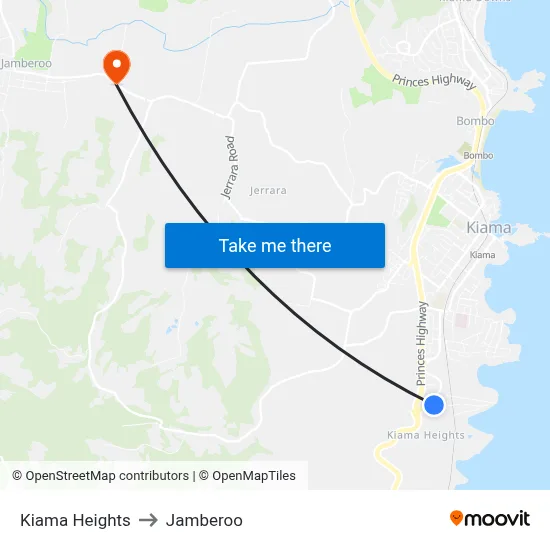 Kiama Heights to Jamberoo map