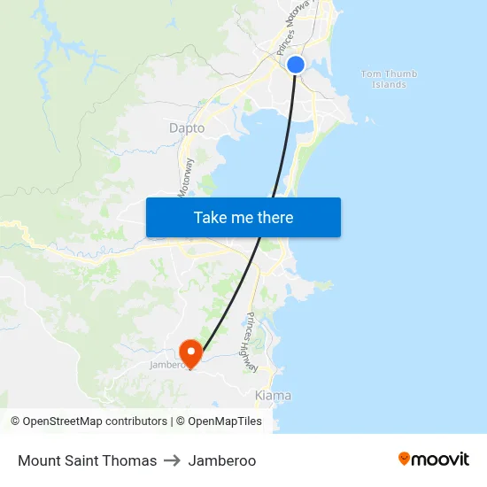 Mount Saint Thomas to Jamberoo map