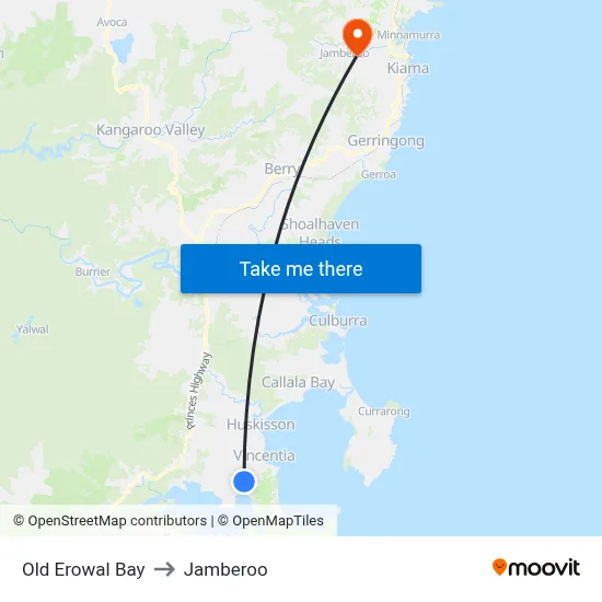 Old Erowal Bay to Jamberoo map