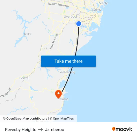 Revesby Heights to Jamberoo map