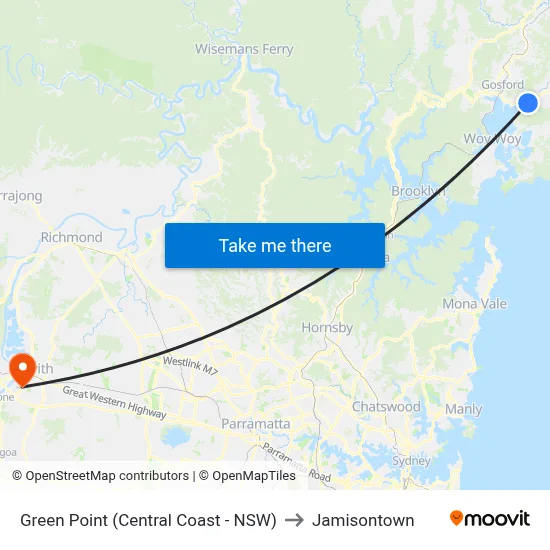 Green Point (Central Coast - NSW) to Jamisontown map