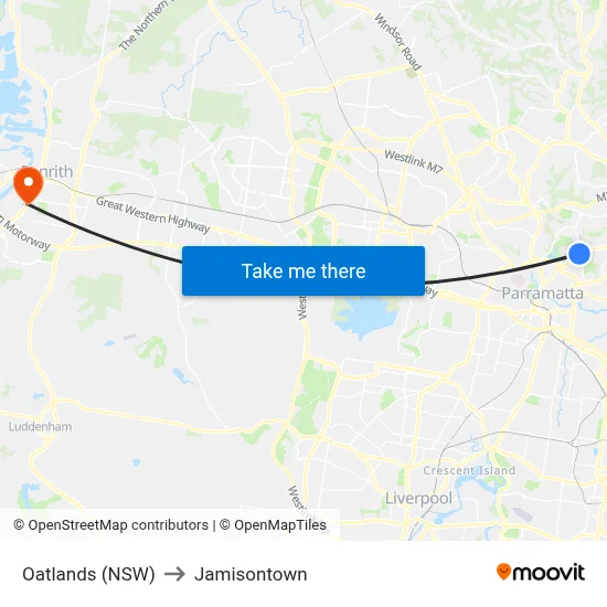 Oatlands (NSW) to Jamisontown map