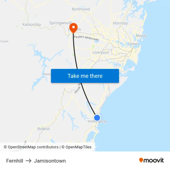 Fernhill to Jamisontown map