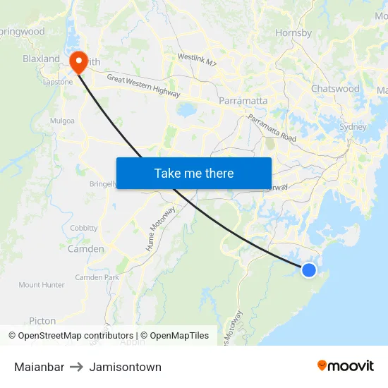 Maianbar to Jamisontown map