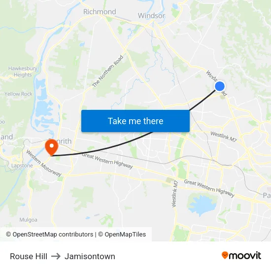Rouse Hill to Jamisontown map