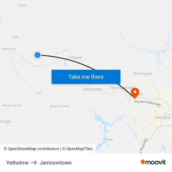 Yetholme to Jamisontown map