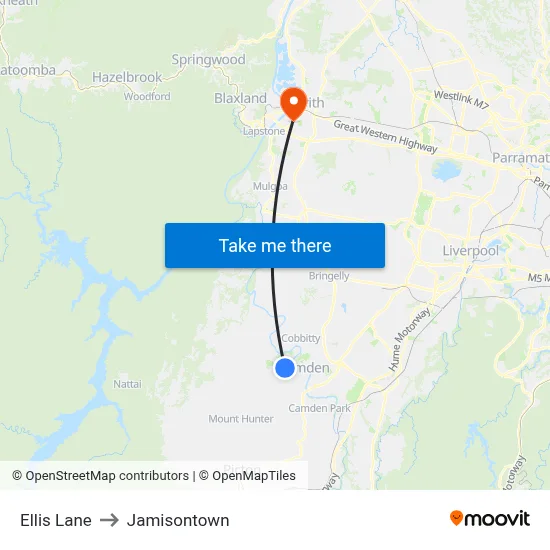 Ellis Lane to Jamisontown map