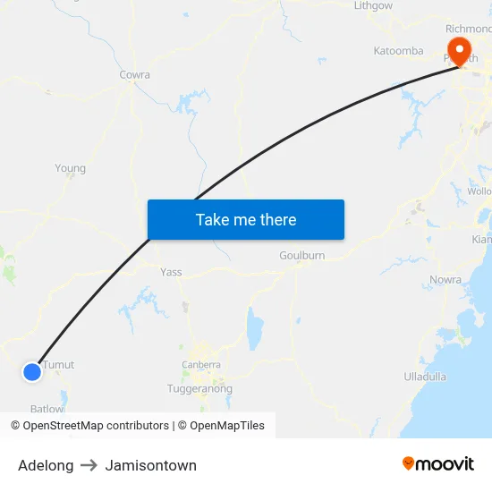 Adelong to Jamisontown map