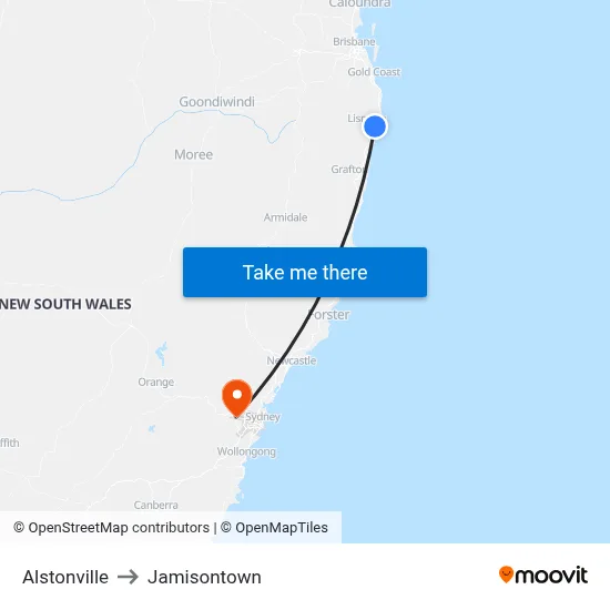 Alstonville to Jamisontown map