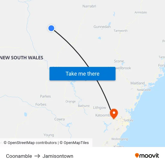 Coonamble to Jamisontown map