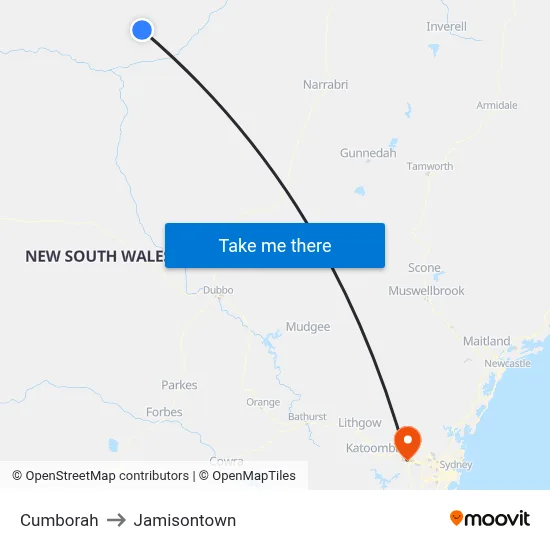 Cumborah to Jamisontown map