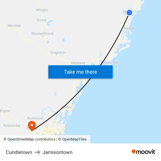 Cundletown to Jamisontown map