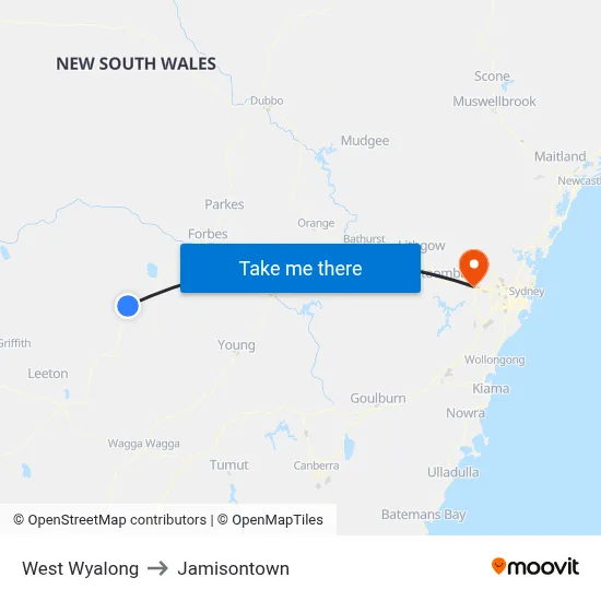 West Wyalong to Jamisontown map