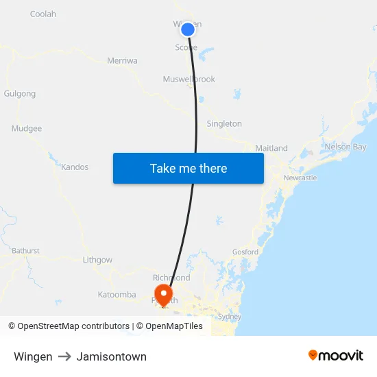 Wingen to Jamisontown map