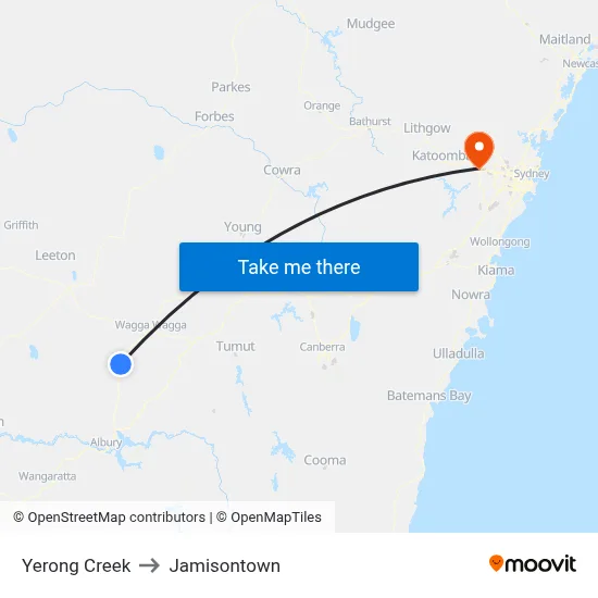 Yerong Creek to Jamisontown map