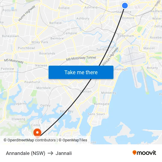 Annandale (NSW) to Jannali map