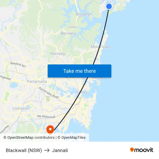 Blackwall (NSW) to Jannali map