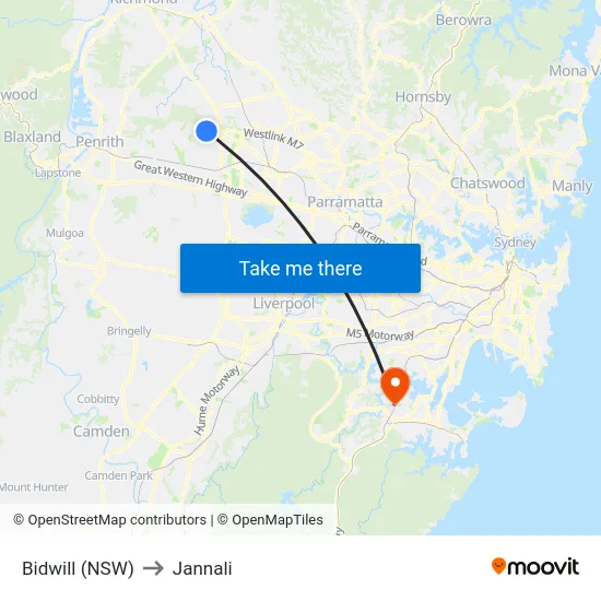 Bidwill (NSW) to Jannali map