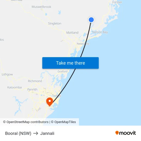 Booral (NSW) to Jannali map