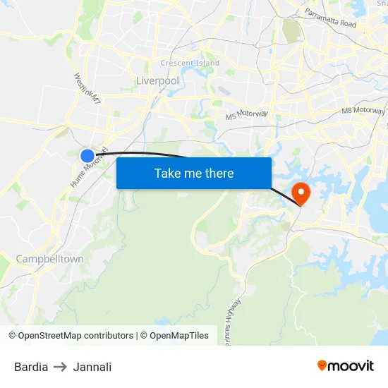 Bardia to Jannali map