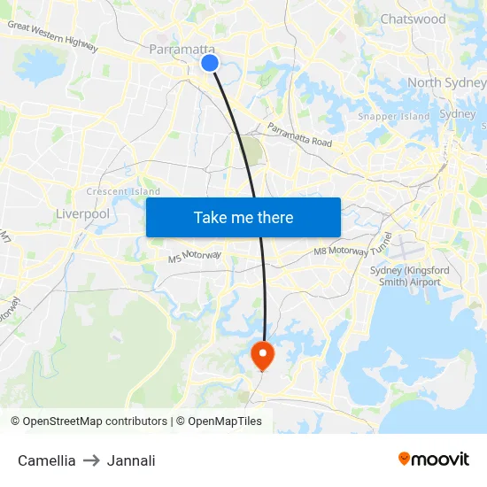 Camellia to Jannali map
