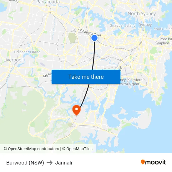 Burwood (NSW) to Jannali map