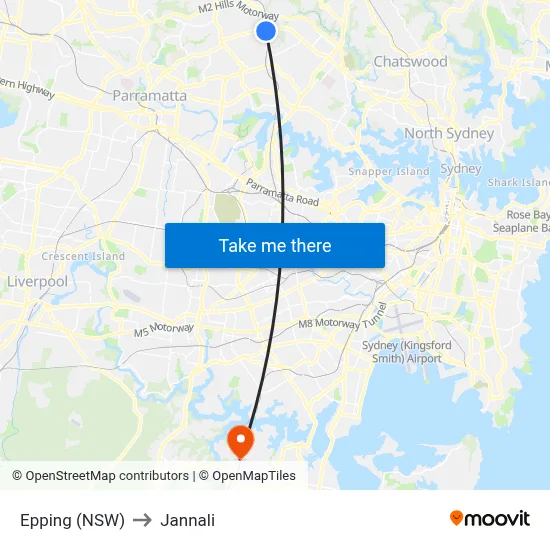 Epping (NSW) to Jannali map