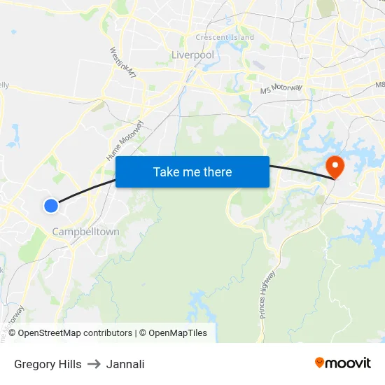 Gregory Hills to Jannali map