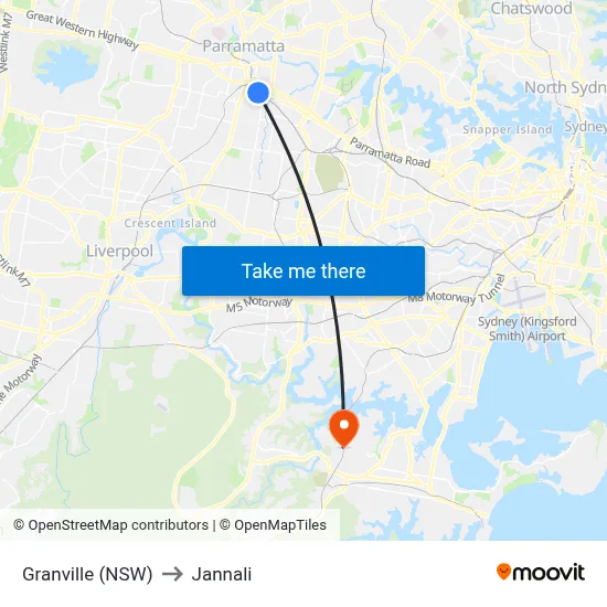 Granville (NSW) to Jannali map