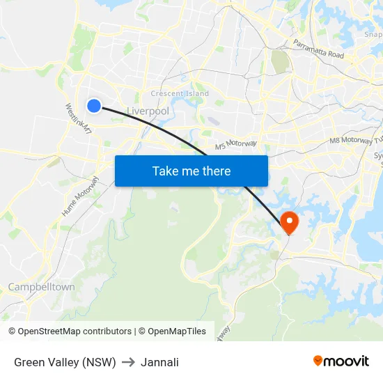 Green Valley (NSW) to Jannali map