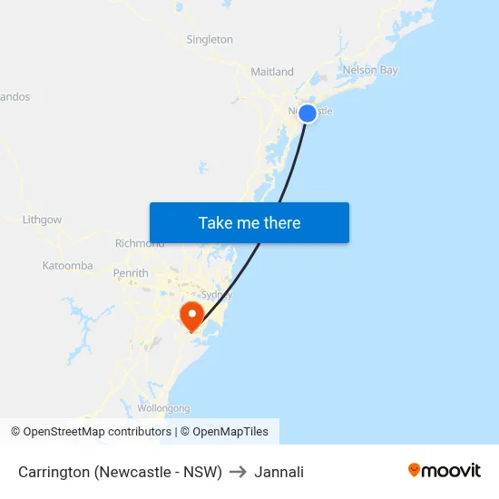 Carrington (Newcastle - NSW) to Jannali map