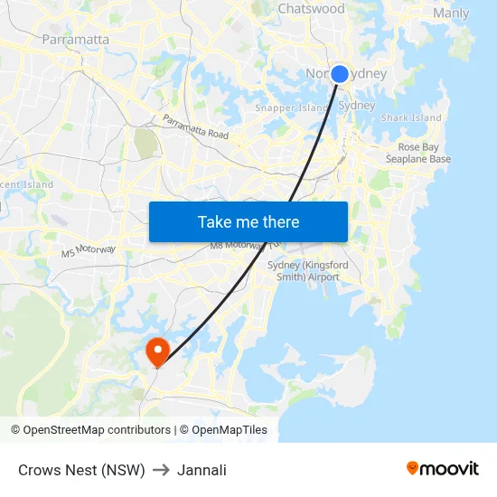 Crows Nest (NSW) to Jannali map