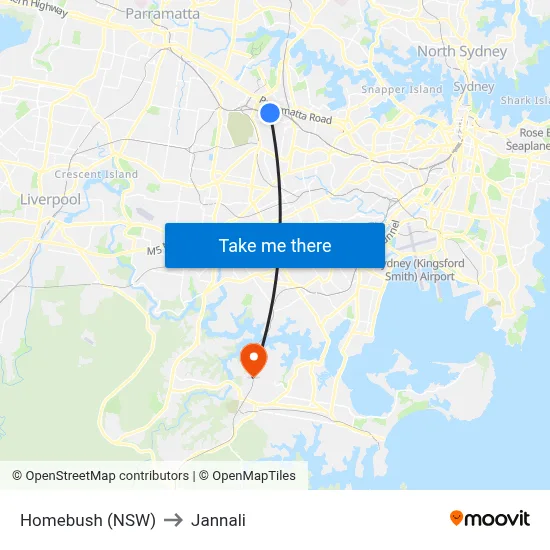 Homebush (NSW) to Jannali map