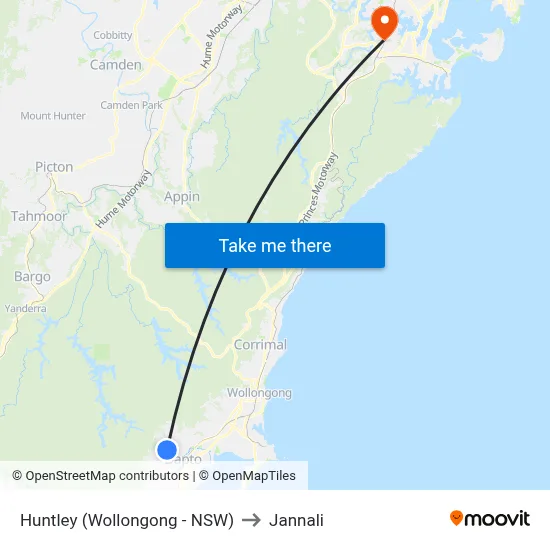 Huntley (Wollongong - NSW) to Jannali map