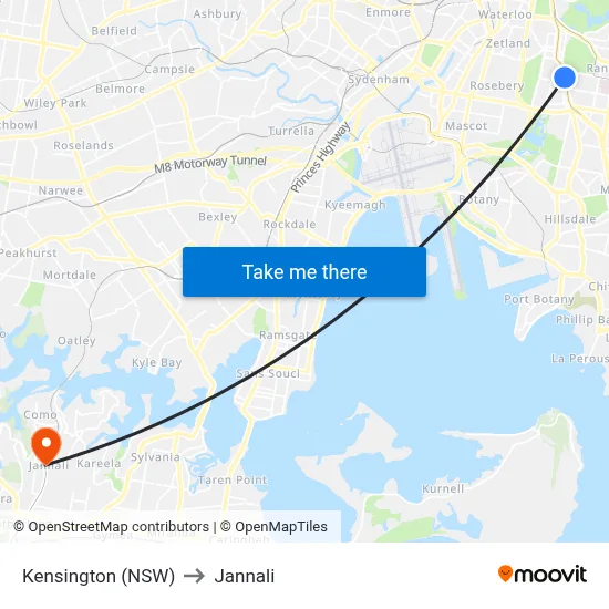 Kensington (NSW) to Jannali map