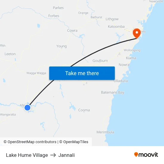 Lake Hume Village to Jannali map