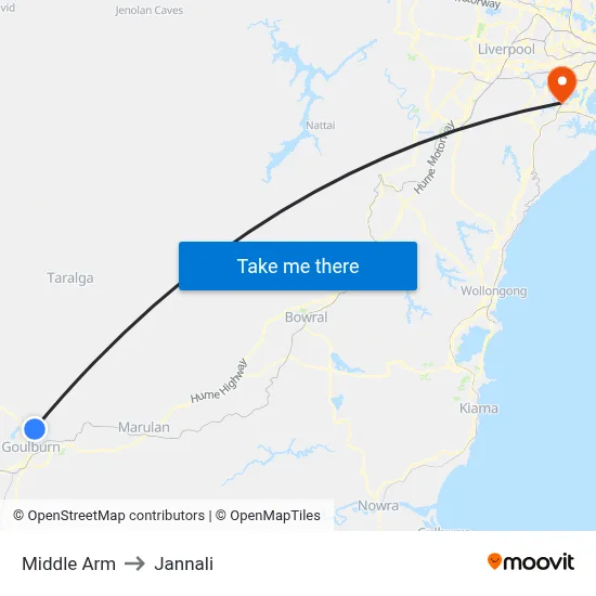 Middle Arm to Jannali map