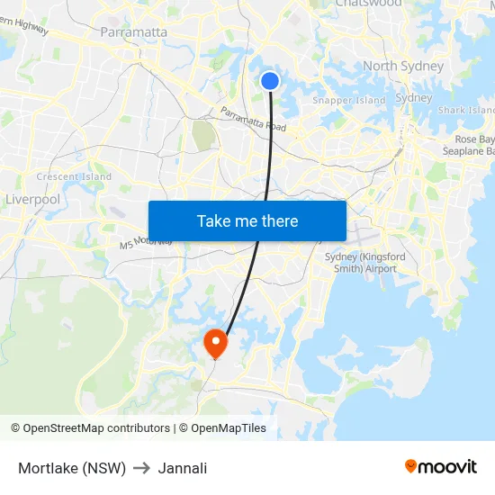 Mortlake (NSW) to Jannali map