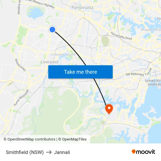 Smithfield (NSW) to Jannali map