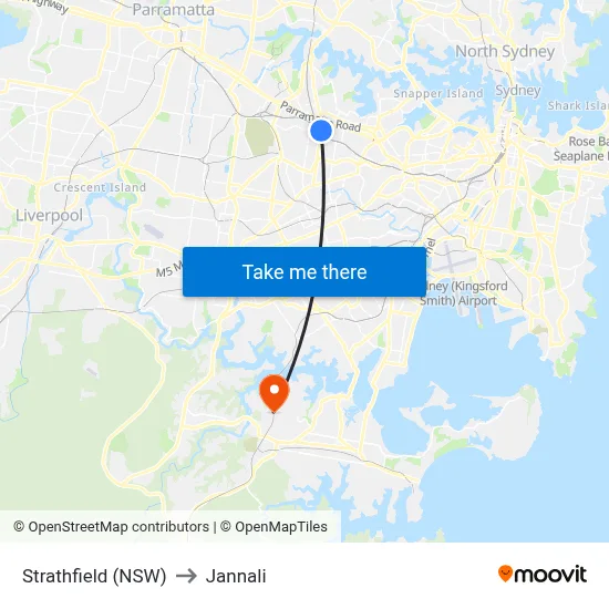 Strathfield (NSW) to Jannali map