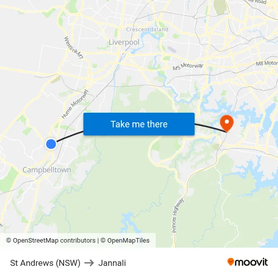 St Andrews (NSW) to Jannali map