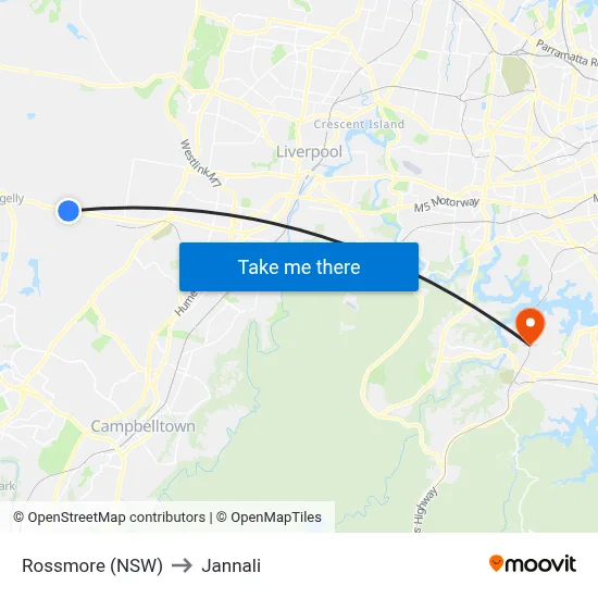 Rossmore (NSW) to Jannali map