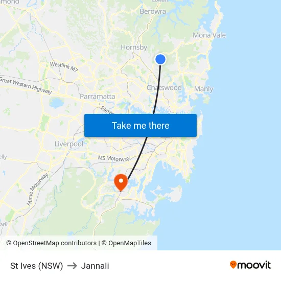 St Ives (NSW) to Jannali map