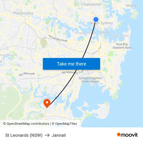 St Leonards (NSW) to Jannali map