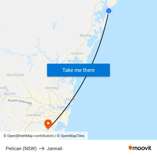 Pelican (NSW) to Jannali map
