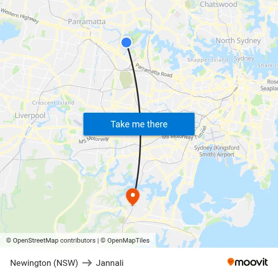 Newington (NSW) to Jannali map