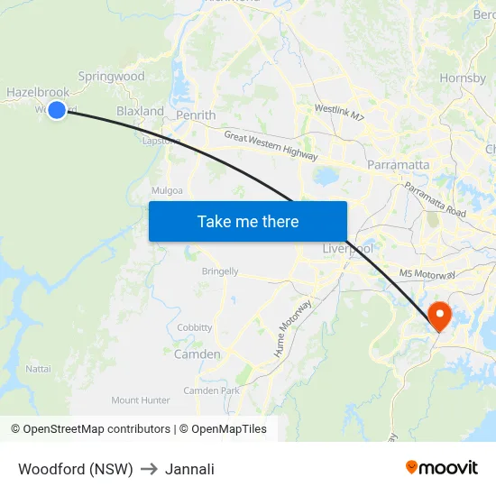 Woodford (NSW) to Jannali map
