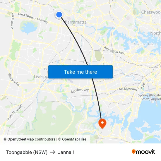 Toongabbie (NSW) to Jannali map