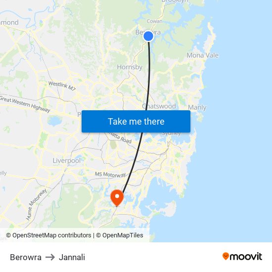 Berowra to Jannali map