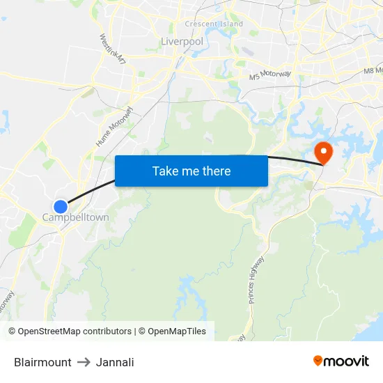 Blairmount to Jannali map
